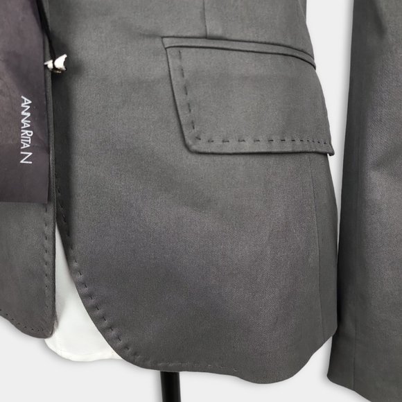 NWOT AnnaRita N Gray Olive Green Blazer Jacket Size 6 - Picture 4 of 12